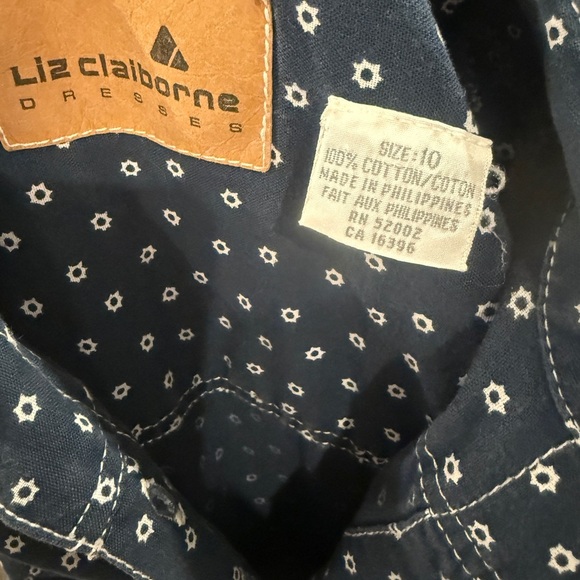 Liz Claiborne Blue and White Puff Sleeve Sundress - Picture 5 of 5